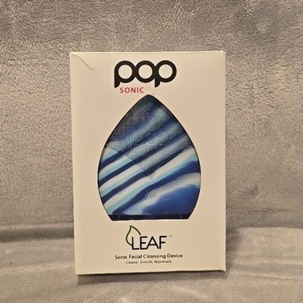 Pop Sonic Leaf Sonic Facial Cleansing Device Blue Marble 15 Speeds Waterproof